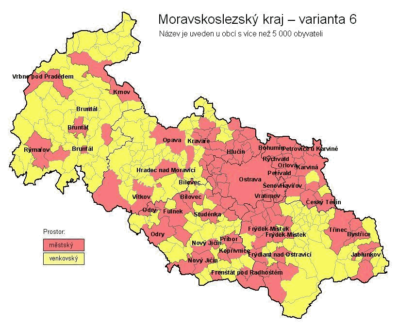 Moravskoslezský kraj – varianta 6 (mapa)